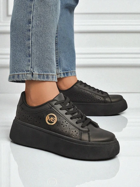 Women's Perseida Royalfashion platform sneakers black eco-leather