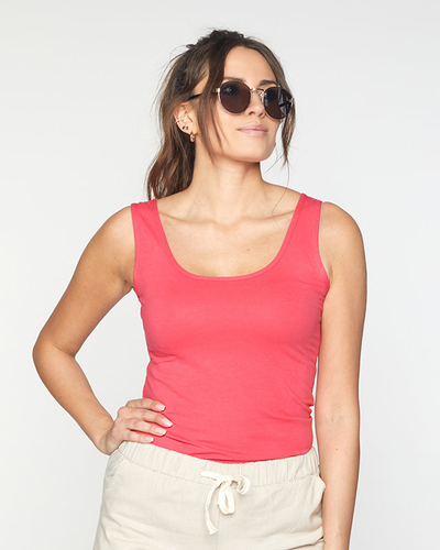 Women's coral plain tank top - Clothing