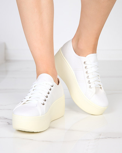 OUTLET Baltas un ekru sporta kedas uz Darru-Footwear platformas