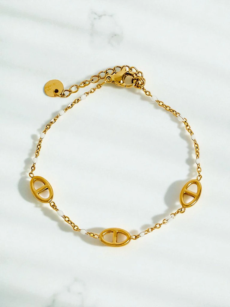 Bransoletka Callisto Aurea z koralikami pozłacana