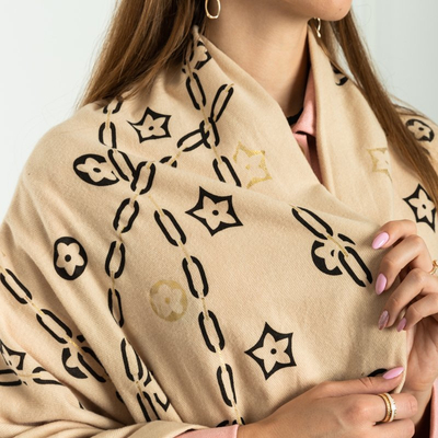 Cream women's scarf with golden accessories - Accessories