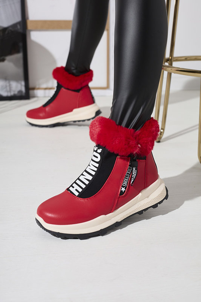 Красные женские утепленные сапоги с мехом Scherr- Footwear