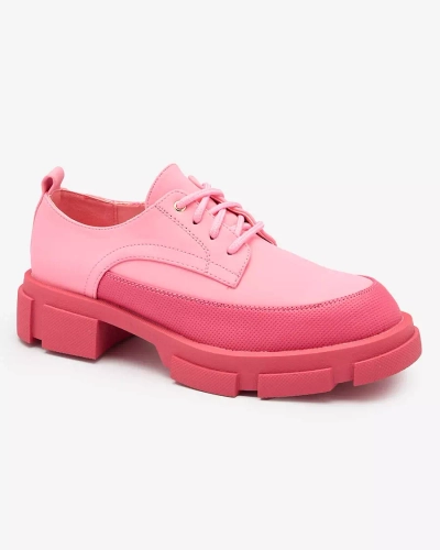 Royalfashion Pink Sieviešu matēti puspapēžu zābaki ar cietu zoli Trendy Chunky
