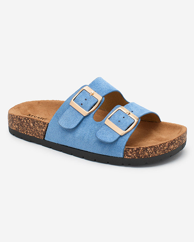 Royalfashion Blue women's flip-flops with buckles Foumy