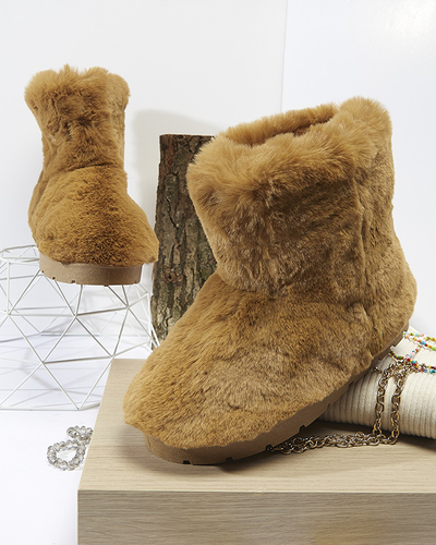 Женские меховые ботинки коричневого цвета Ottola