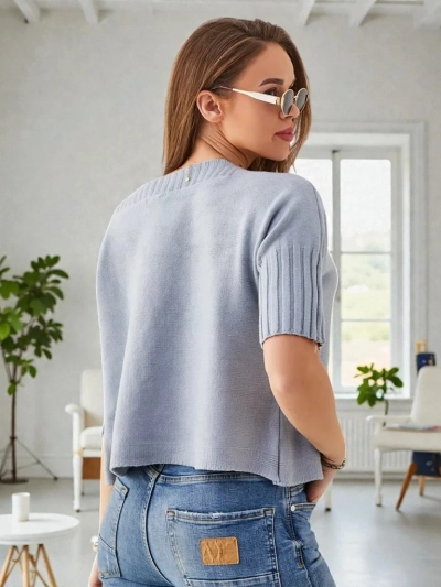 Женский вязанный свитер Royalfashion из вискозы с короткими рукавами