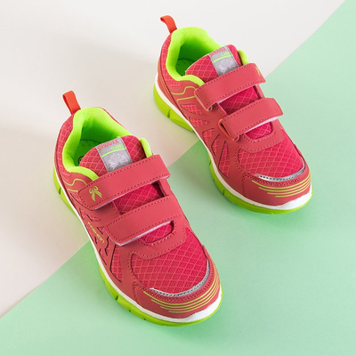 Coral children's sports shoes on a green Frater sole - Footwear