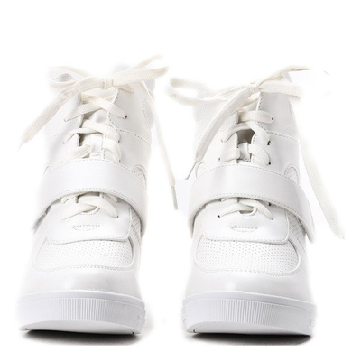 Białe sneakersy na koturnie Ellne- Obuwie