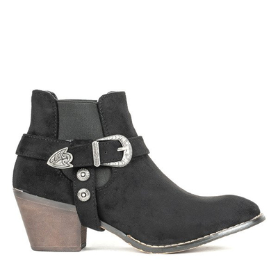 Black boots on a low post asiene cowboy boots - Footwear