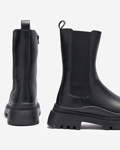 OUTLET Black women's flat-heeled boots Okidas - Footwear