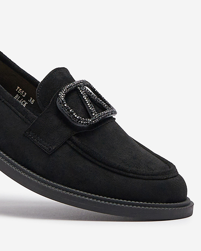 Melni sieviešu mokasīni ar ornamentu Fogras- Footwear