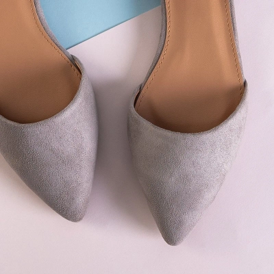OUTLET Gray women's ballerinas with flat heels Dilerma - Shoes