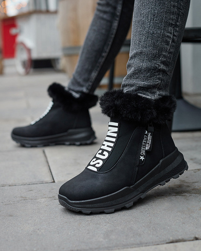 OUTLET Черные женские утепленные ботинки с мехом Scherr- Footwear