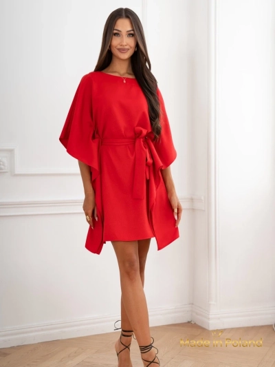 Elegant Red Athena Dress with Long Sleeves