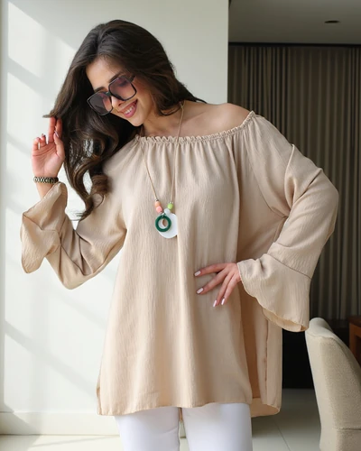 Royalfashion Женская блузка с открытыми плечами и рюшами