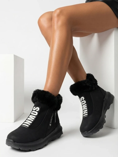 Valentina Black Fur Ankle Boots