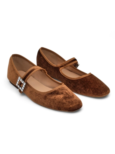 Royalfashion Women's ballerinas a' la velvet with a buckle and strap Enribes