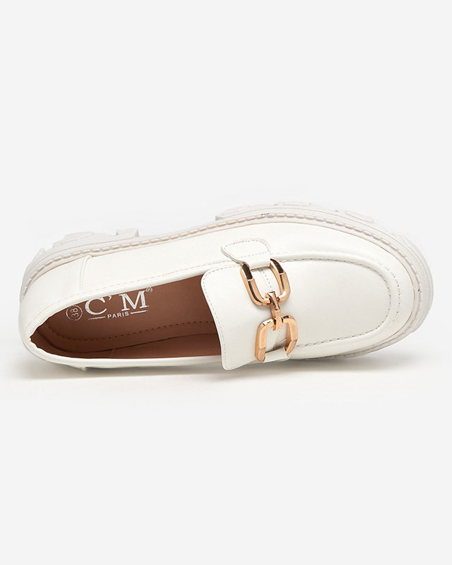 OUTLET Women's white shoes with a golden decoration Meritso - Footwear