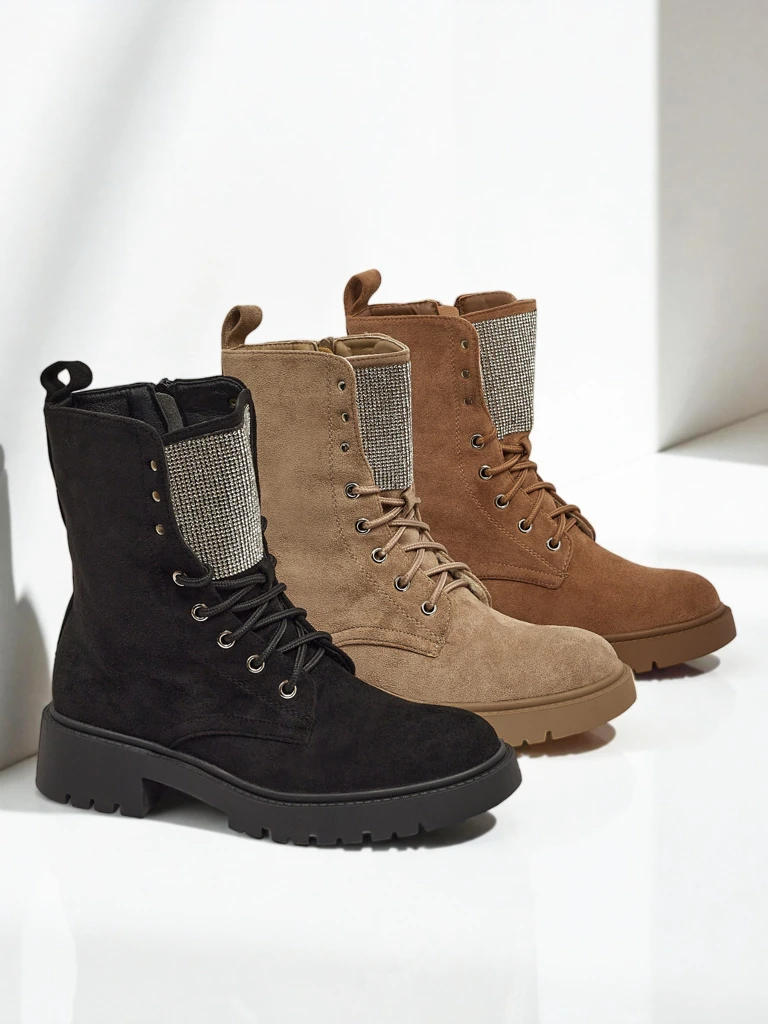 Eco-Suede Lace-Up Women's Ankle Boots Ferlyne