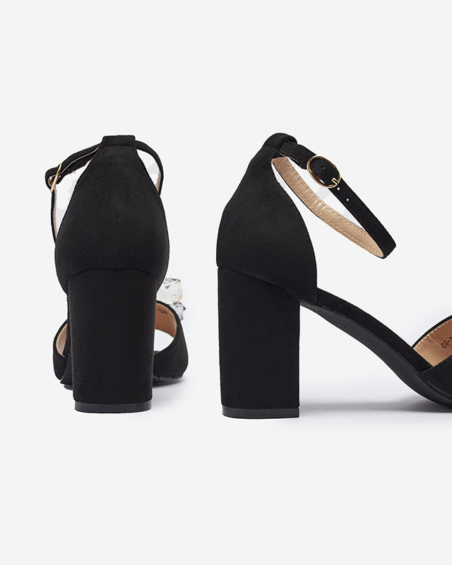 Melnas krāsas sieviešu sandales ar dekoratīviem kristāliem Berlogo- Footwear