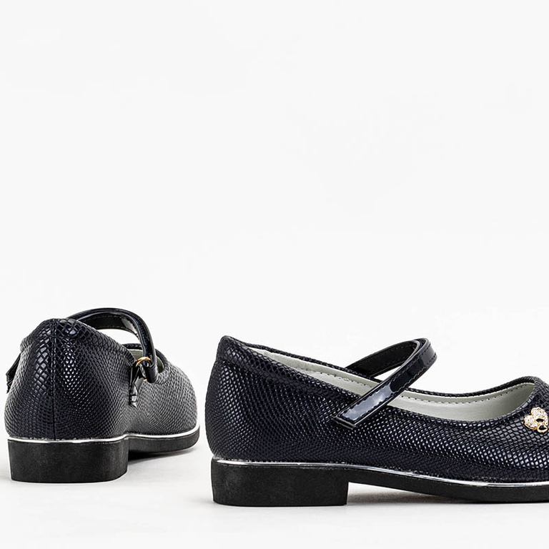 Navy blue girls' ballerinas with Doubi strap -