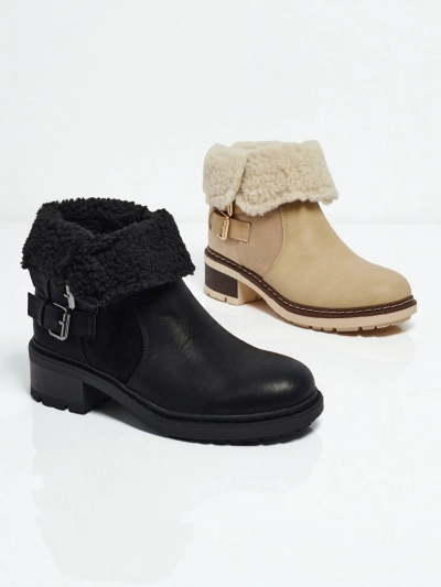 Kavira women's eco-leather ankle boots with fur