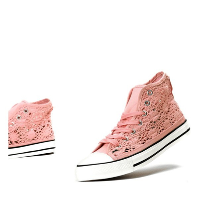 Pink sneakers with lace trim Viven - Footwear