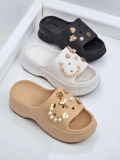 Royalfashion Women's rubber sandals with embellishments Slash Glam
