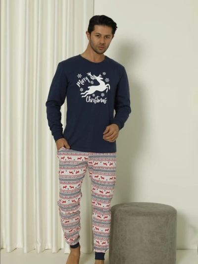 Royalfashion Christmas men's cotton pajama 2-piece Merry Christmas