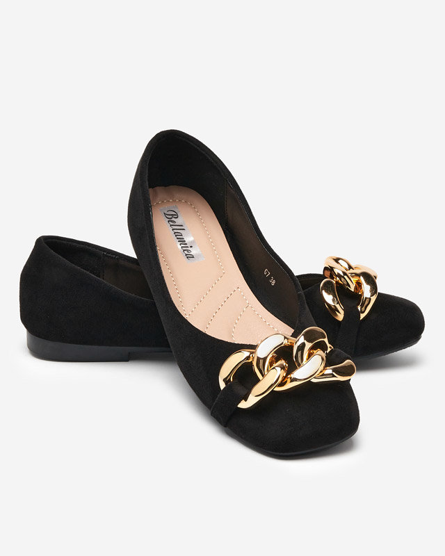 Black women's ballerinas with Caviene ornament - Footwear