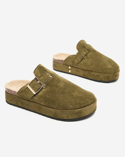 Royalfashion Women's slippers with sheepskin and buckle Kajis