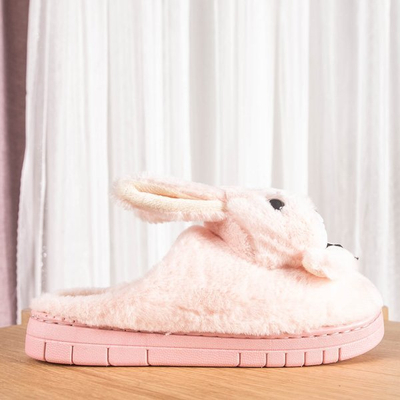 Jasnoróżowe kapcie z króliczkiem Masia - Obuwie
