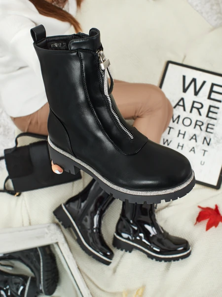 Luna Black Leather Elegant Women's Ankle Boots for Autumn