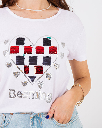 Sieviešu balts t-krekls ar apdruku - Apģērbs