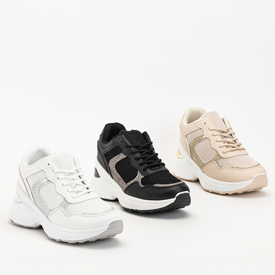 Women's white sneakers with a hidden wedge Waqsy - Footwear