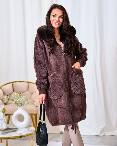 Royalfashion Brown Women's Imitation Fur Coat