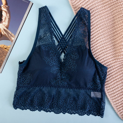 Navy blue lace bralette bra - Underwear