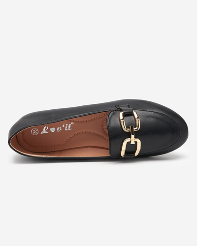 OUTLET Women's black eco-leather loafers Kesine - Footwear