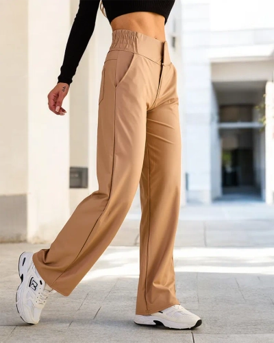 Royalfashion Women's wide eko leather pants