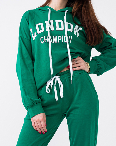 Dark green women's sports tracksuit set - Clothing