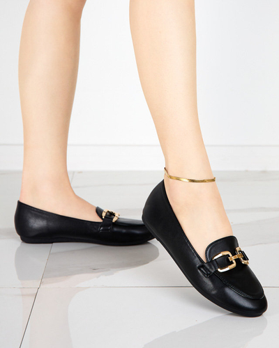 OUTLET Women's black eco-leather loafers Kesine - Footwear