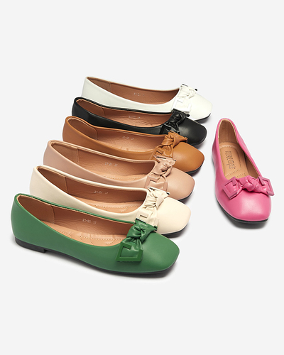 Women's pink ballerinas with decoration on the nose Caxien- Footwear