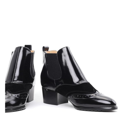 Retro black lacquer Farinola boots - Footwear