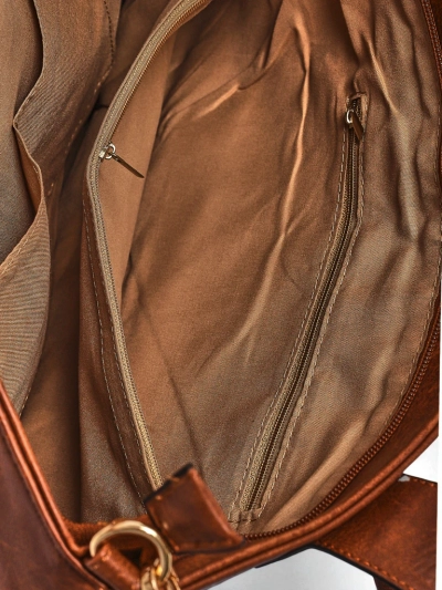 Women's Kallistia vintage brown eco-leather bag 47x30x14 cm