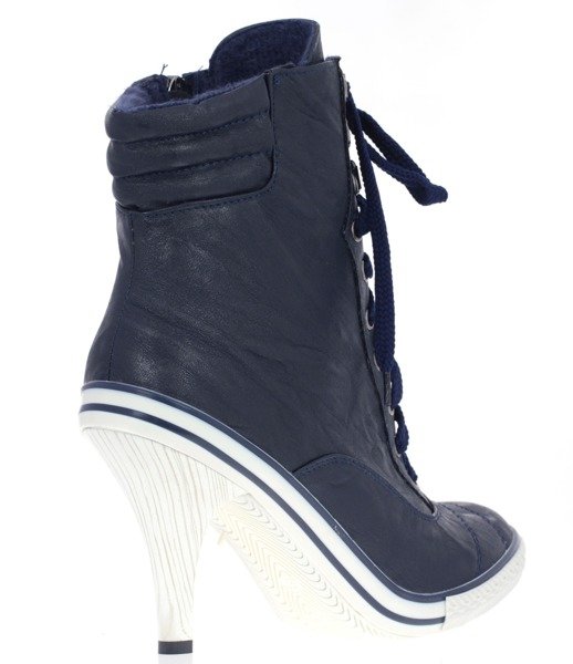 Dark navy blue women's sneakers on a Szpiue pin - Footwear