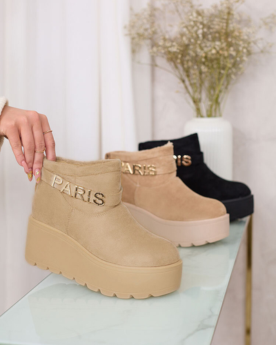 Royalfashion Beige women's shoes a'la snow boots with ornament Parisela