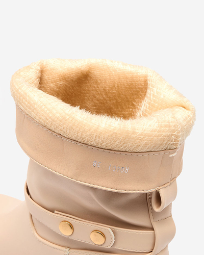 Women's slip-on ankle boots with camel Mekira insulation - Footwear
