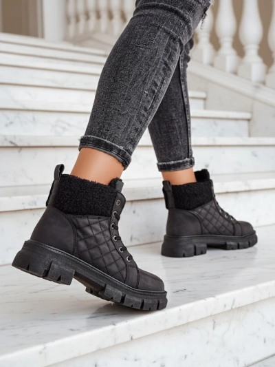 Royalfashion Melni sieviešu siltinātie trapper zābaki Hogenaf