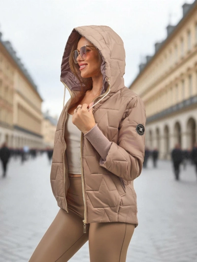 Women's Quilted Jacket with Hood and Cuffs on Sleeves Raven Peak