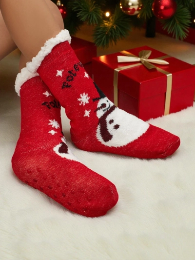 Aurora Women's Red Knitted Christmas Socks